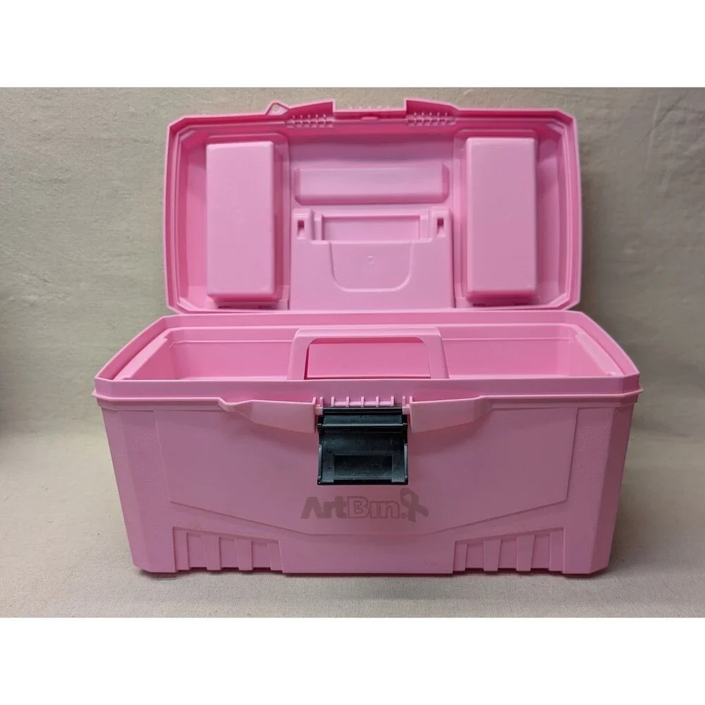 ArtBin Pink Ribbon Breast Cancer Awareness 1 Tray Craft Tool Supply Box Case